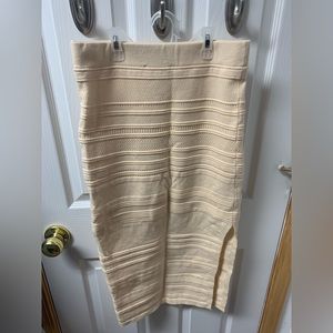 VICI cream ribbed bodycon skirt